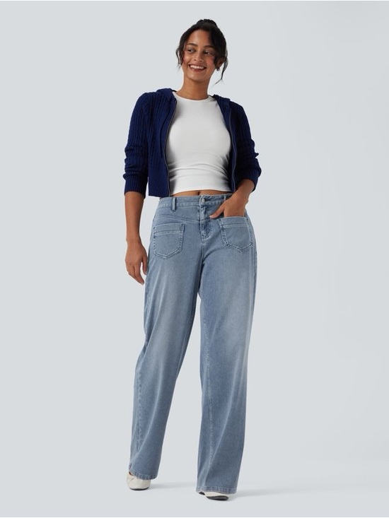 HALARA Denim - Halara Flex Mid Rise Straight Leg Casual Jeans with Pockets size large Vallarta